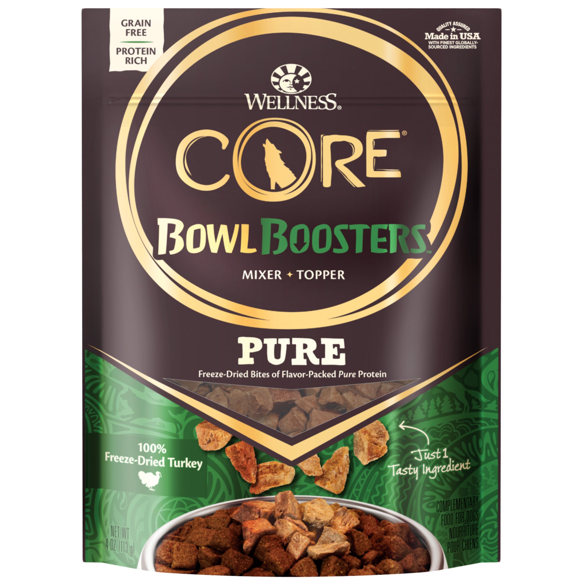 Wellness Bowl Boosters Bare Freeze-Dried Turkey Dog Food Topper, 4 oz.
