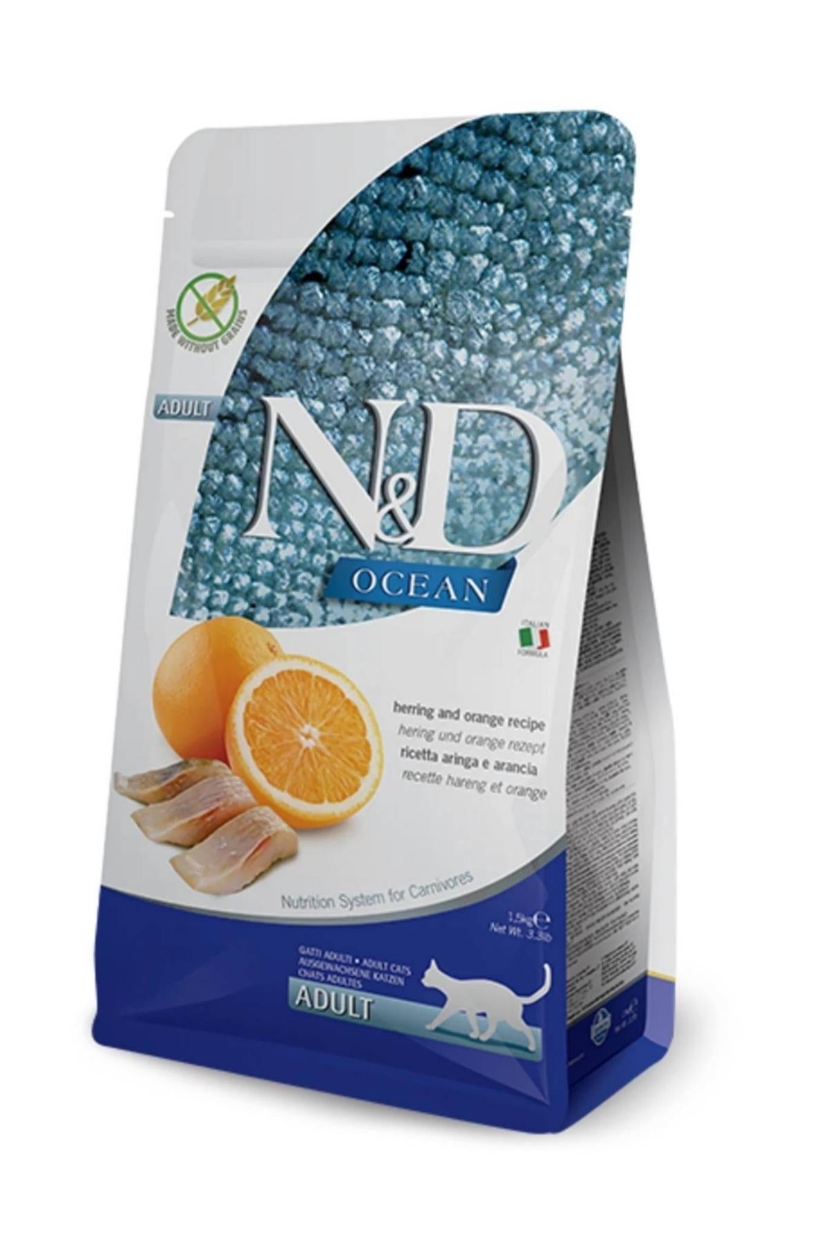 Farmina N&D Ocean Herring & Orange Adult Dry Cat Food, 3.3 lbs.