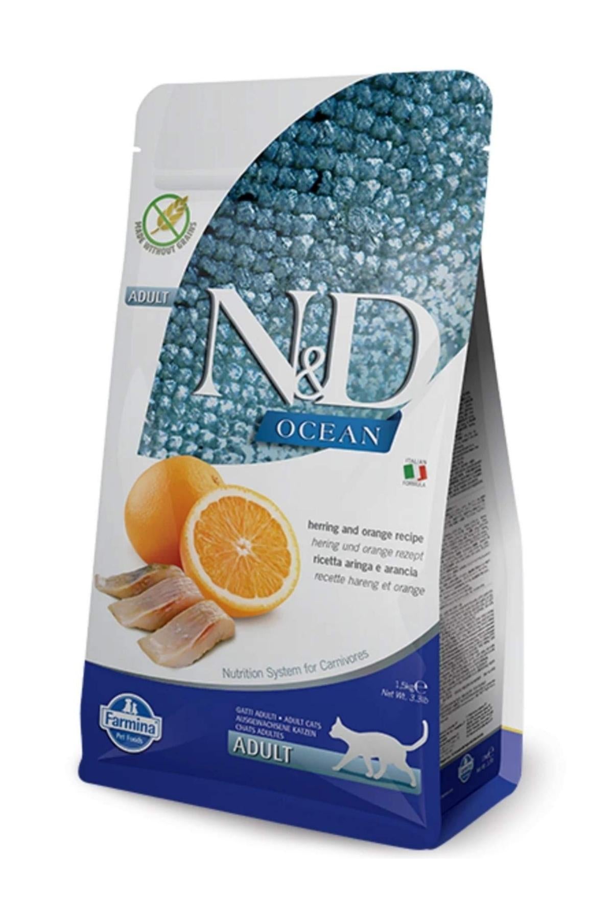Farmina N&D Ocean Herring & Orange Adult Dry Cat Food, 11 lbs.