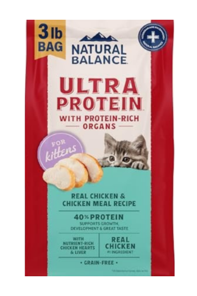 Natural Balance Ultra Protein Chicken & Chicken Meal Dry Kitten Food, 3 lbs.
