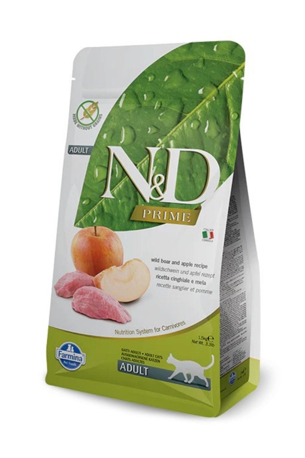Farmina N&D Prime Wild Boar & Apple Grain-Free Adult Dry Cat Food, 3.3 lbs.