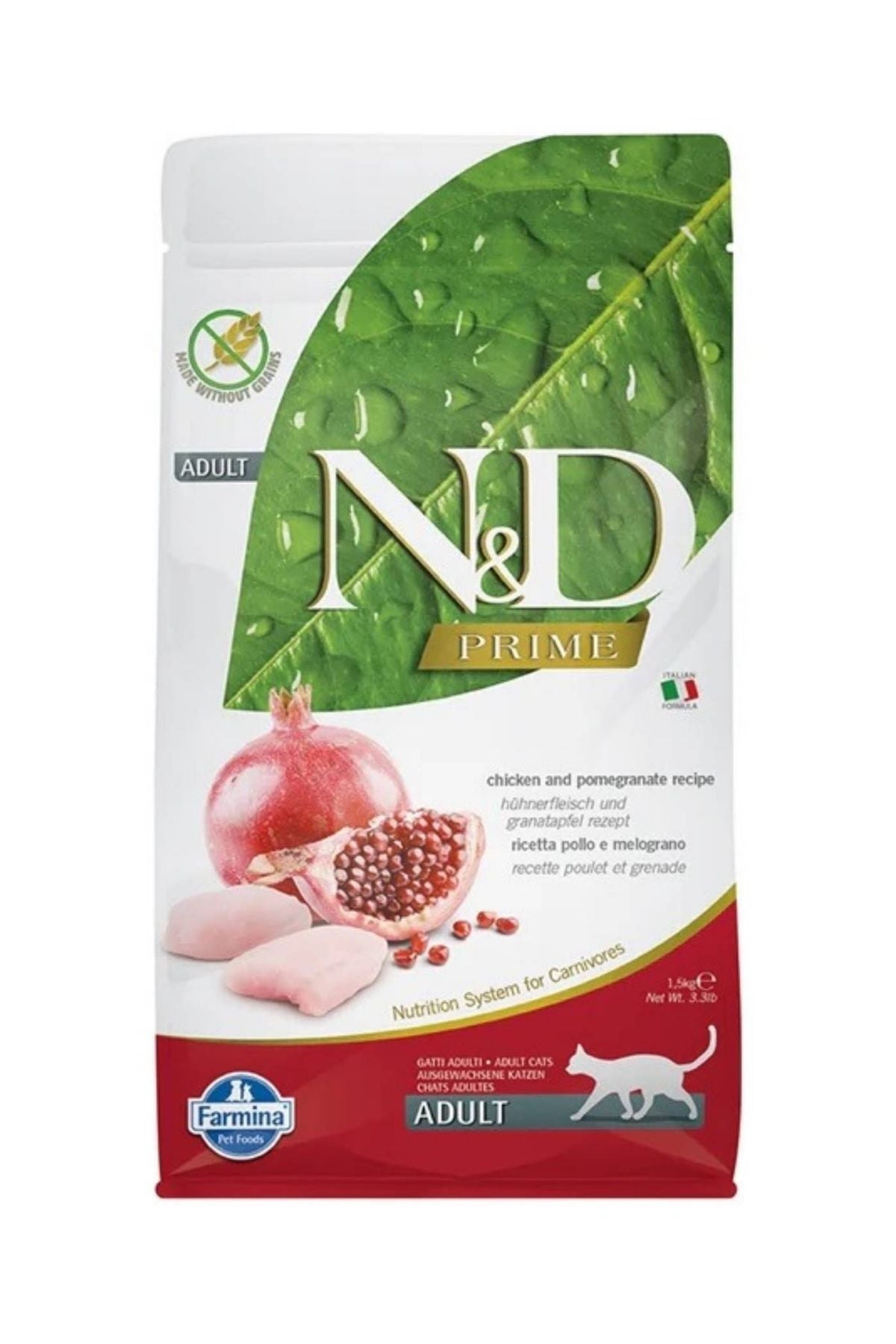 Farmina N&D Prime Chicken & Pomegranate Adult Dry Cat Food, 3.3 lbs.