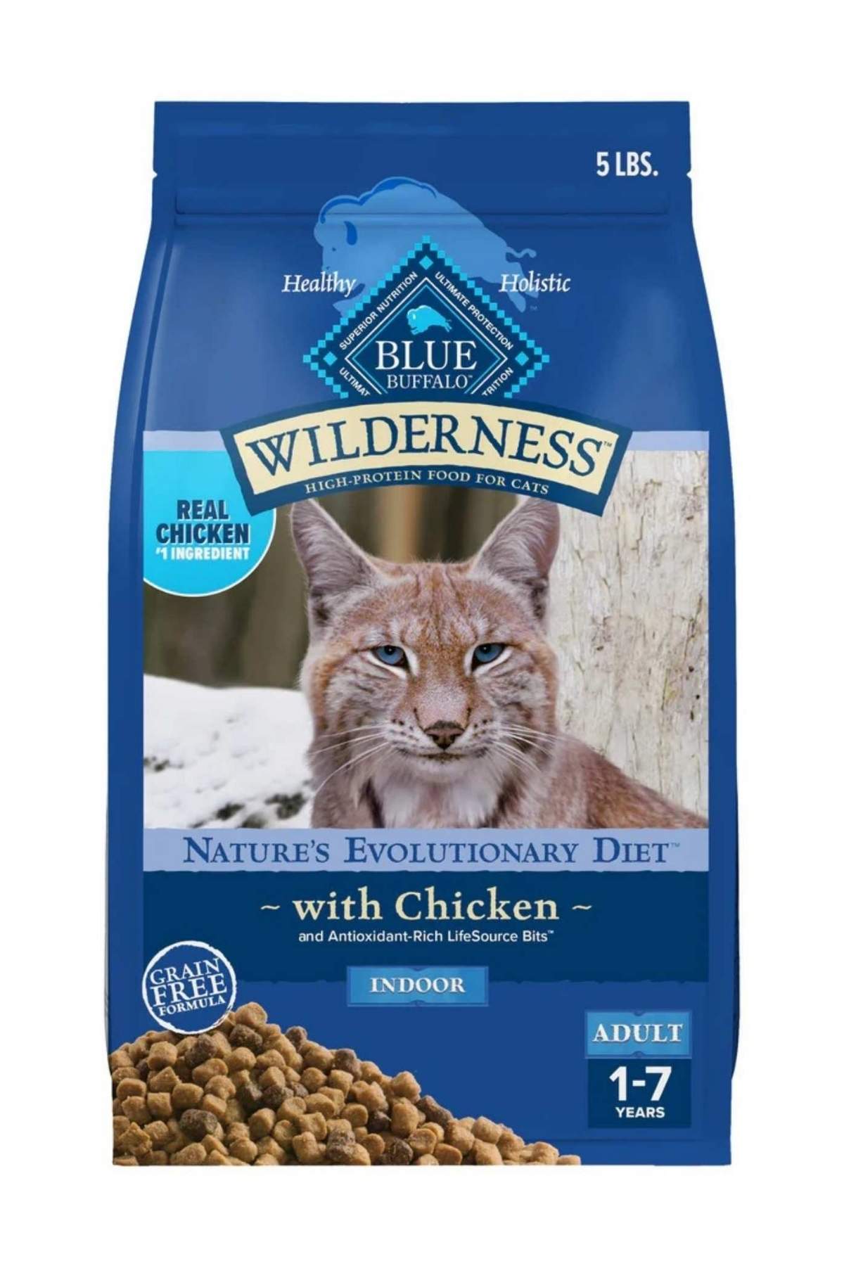 Blue Buffalo Wilderness Indoor High-Protein Chicken Dry Cat Food, 5 lbs.