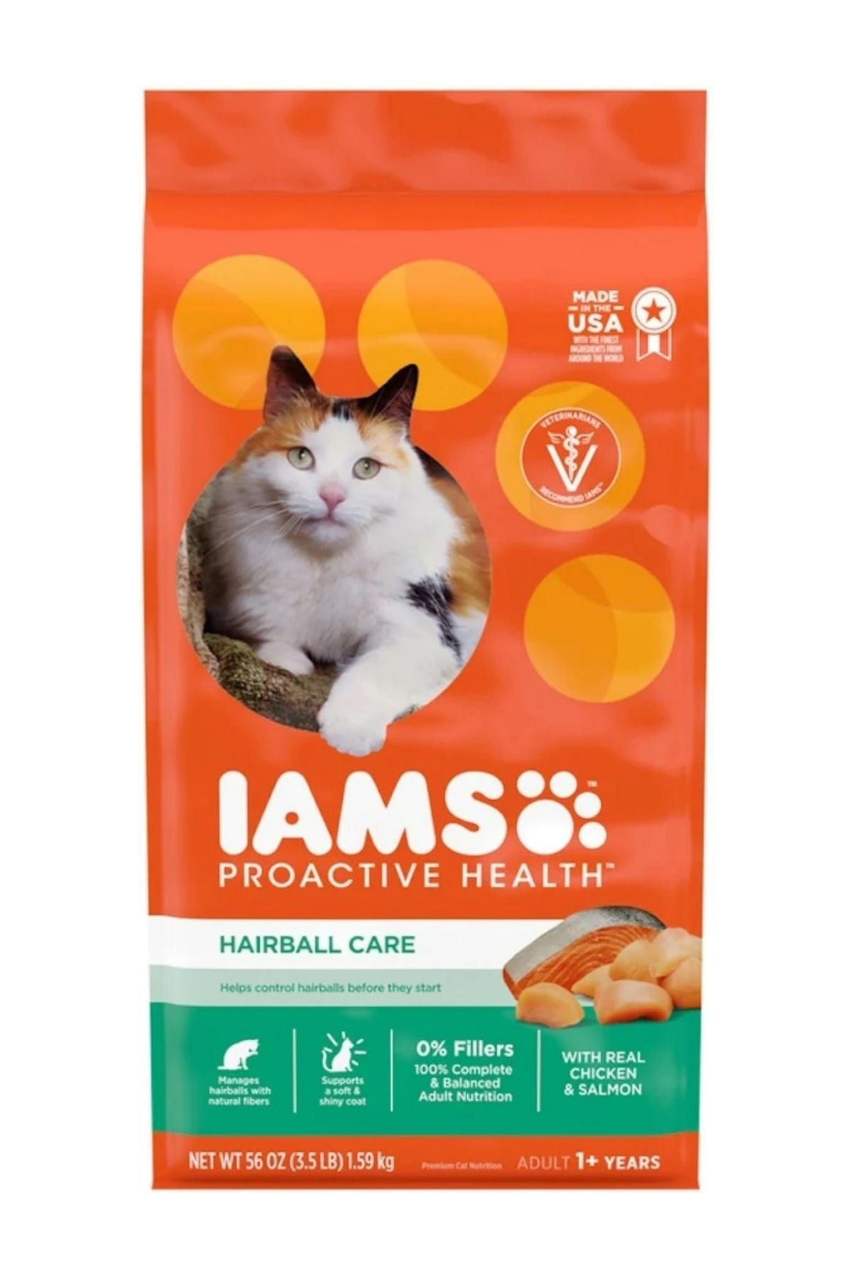 Iams Proactive Health Hairball Care Chicken And Salmon Adult Dry Cat Food, 3.5 lbs Bag