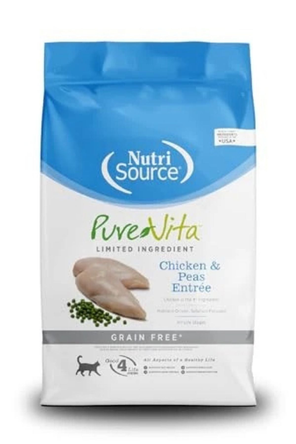 PureVita Chicken & Peas Entree Grain-Free All Life Stages Cat Food, 12 lbs.