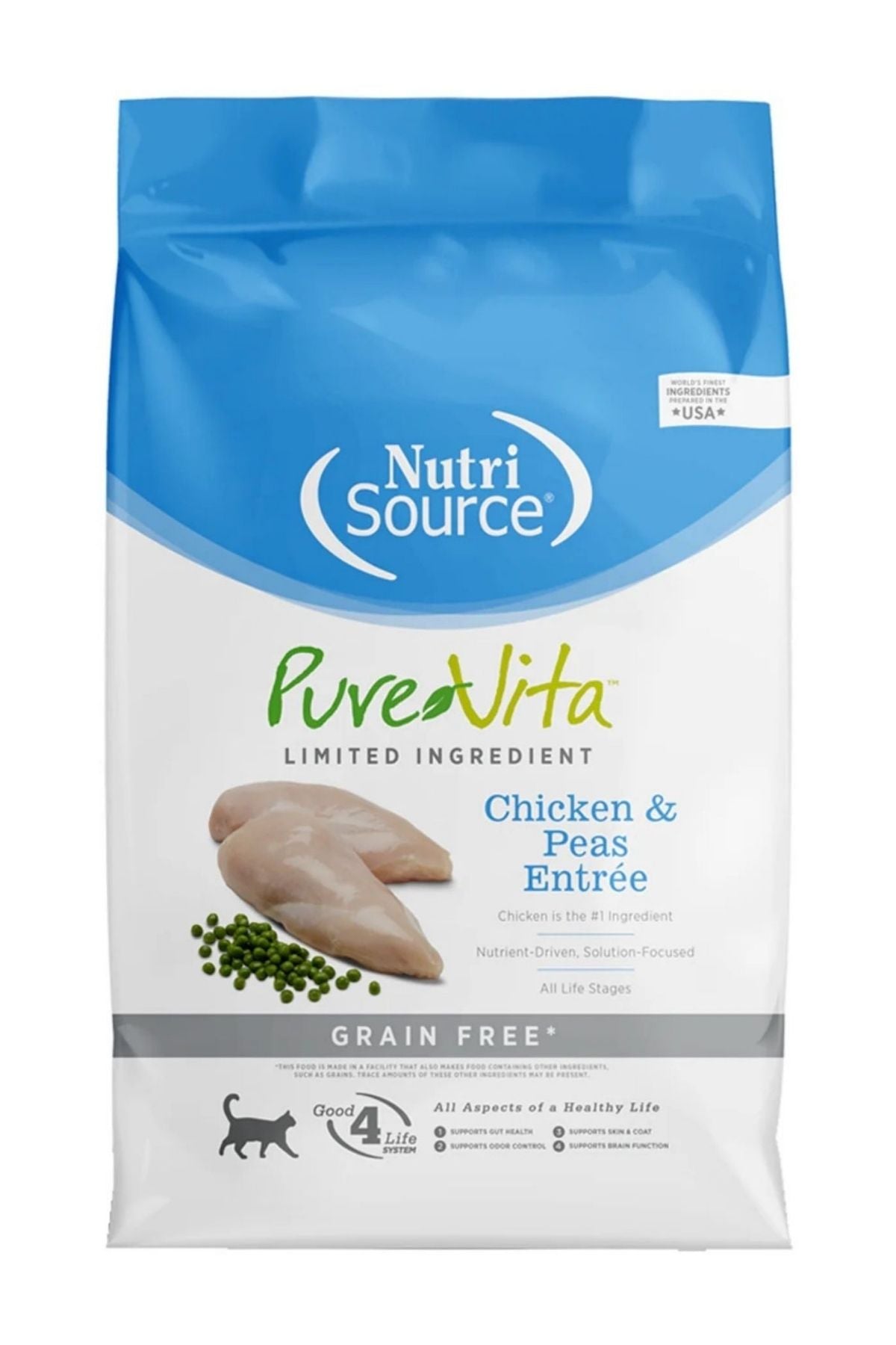 PureVita Chicken & Peas Entree Grain-Free All Life Stages Cat Food, 4 lbs.