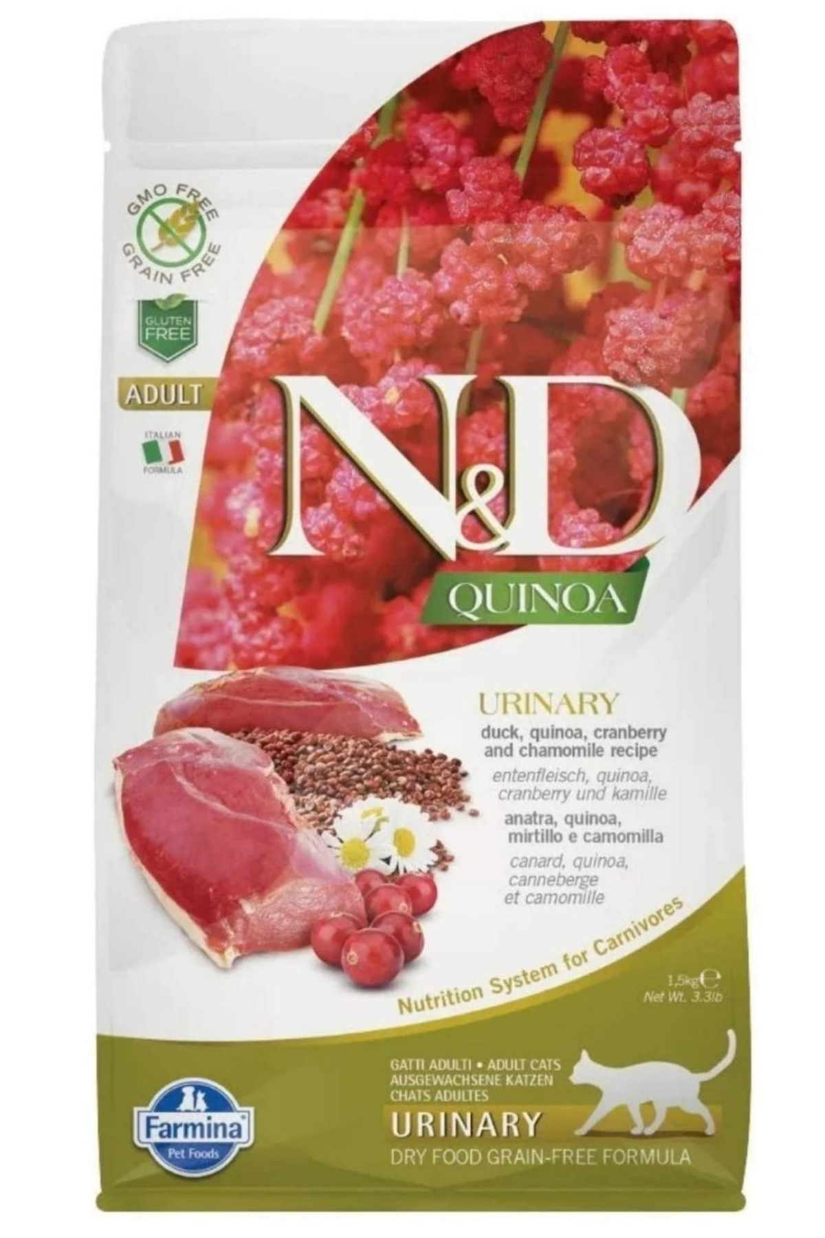 Farmina N&D Quinoa Urinary Duck Dry Cat Food, 11 lbs.