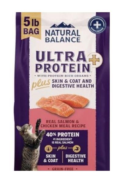 Natural Balance Ultra Protein Skin, Coat & Digestive Health Salmon & Chicken Meal Dry Cat Food, 5 lbs.