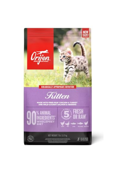 Orijen Chicken, Turkey, Salmon & Herring Kitten Dry Cat Food, 7 lbs.