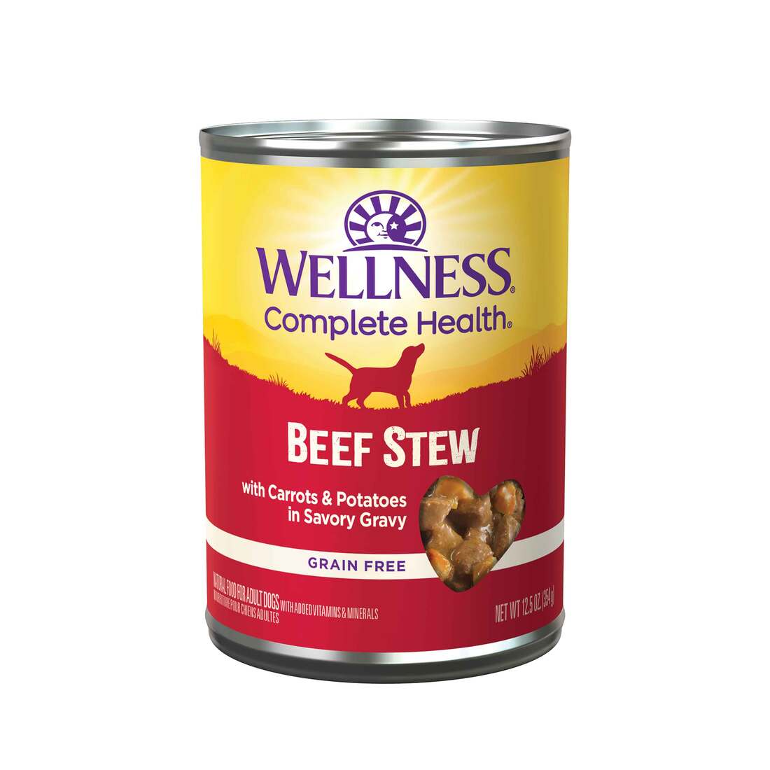 Wellness Thick & Chunky Natural Grain-Free Beef Stew Canned Dog Food, 12.5 oz.