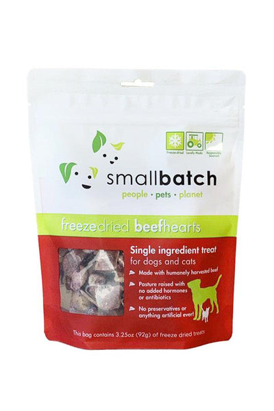 Small Batch Pets Beef Hearts Freeze Dried Dog Treats 3.5 oz