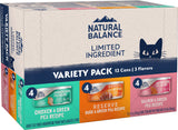 Natural Balance Limited Ingredient Chicken, Duck & Salmon Pate Wet Cat Food Variety Pack, 5.5 oz. (12 Count)