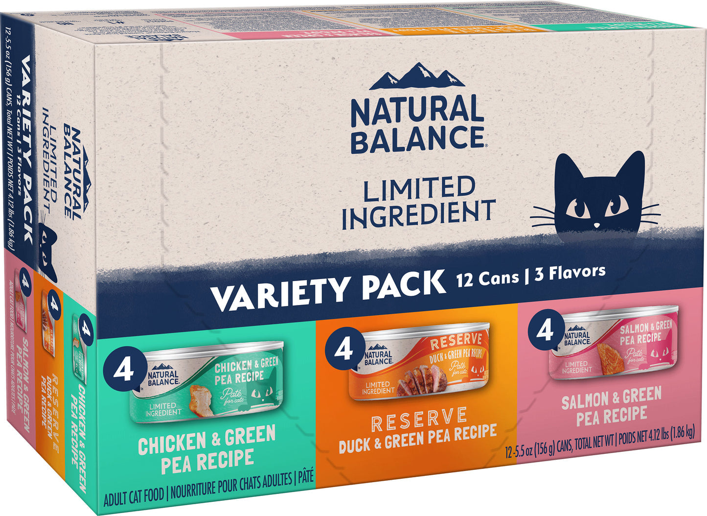 Natural Balance Limited Ingredient Chicken, Duck & Salmon Pate Wet Cat Food Variety Pack, 5.5 oz. (12 Count)