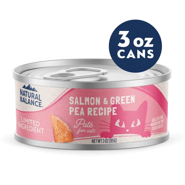 Natural Balance Limited Ingredient Salmon & Green Pea Pate Wet Cat Food, 3 oz.