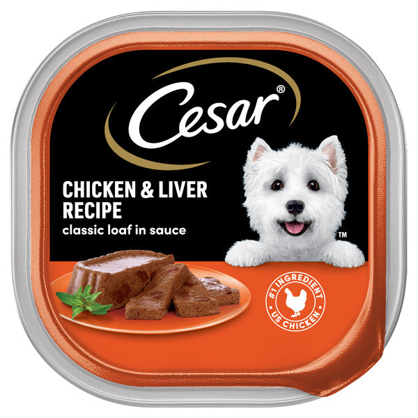 Cesar Chicken And Liver Wet Dog Food, 3.5 oz Tray Can