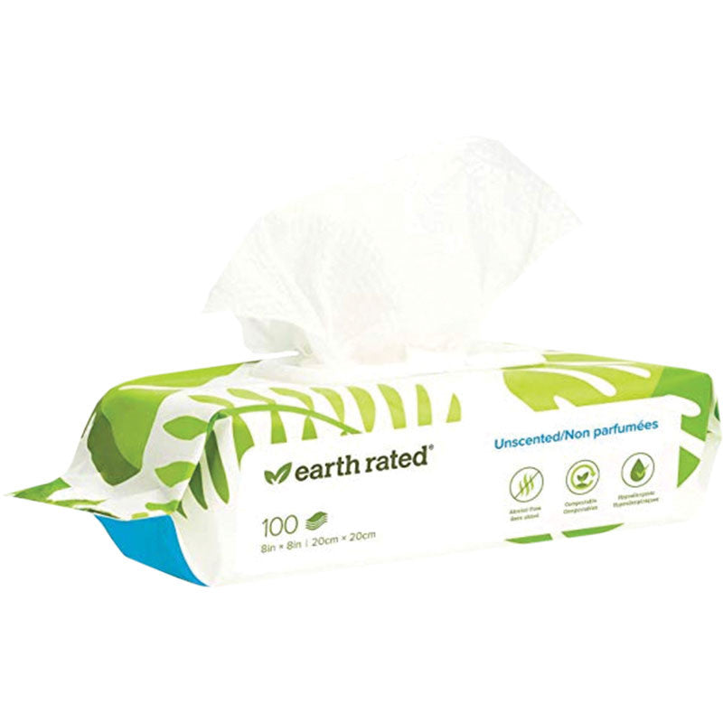 Earth Rated Unscented Dog Grooming Wipes, 100 Count